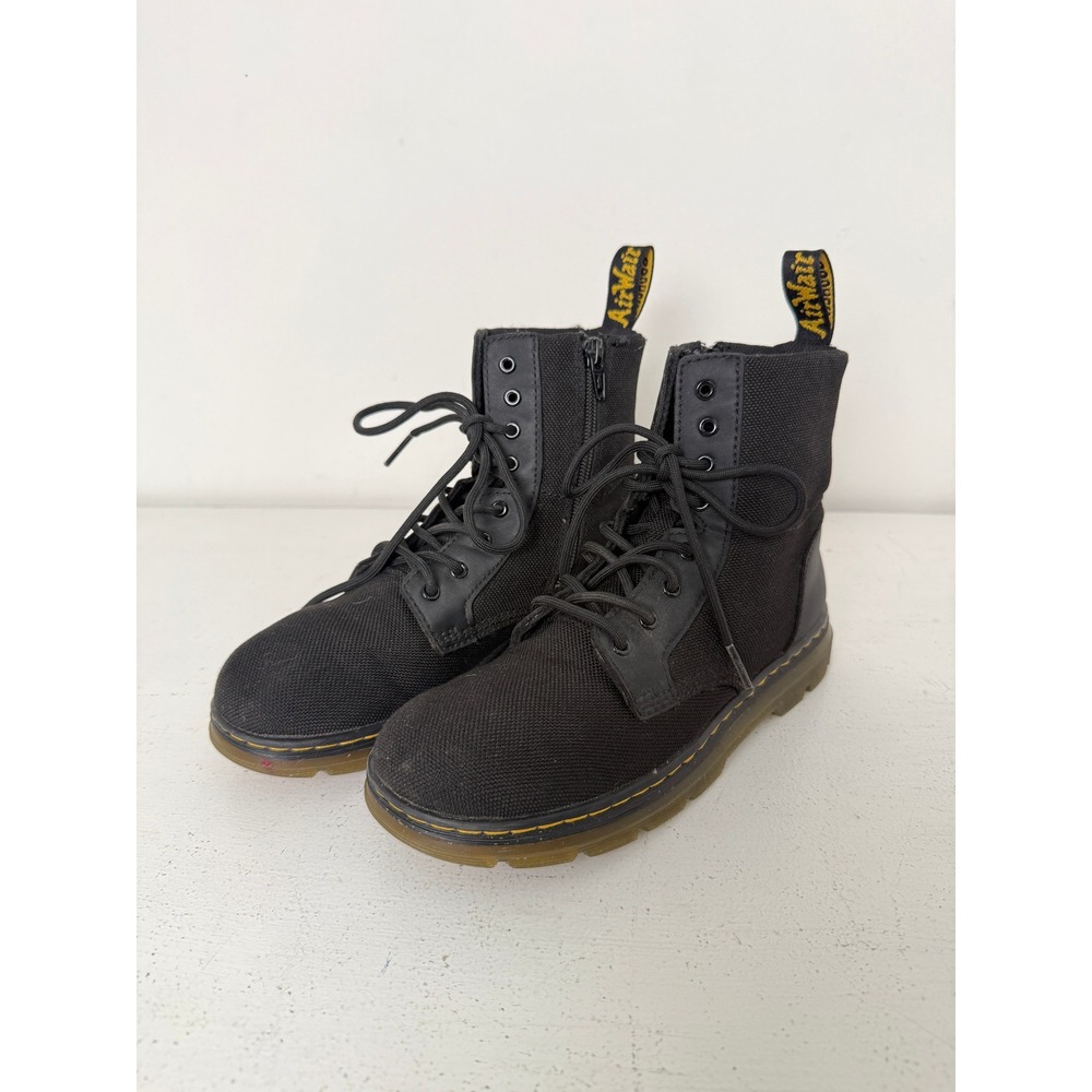 Dr. Martens Combs J Black Nylon Combat Boots Kids UK 3 US 4M 5L EU 36